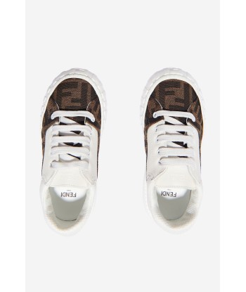 Fendi Kids FF Logo Trainers in White soldes