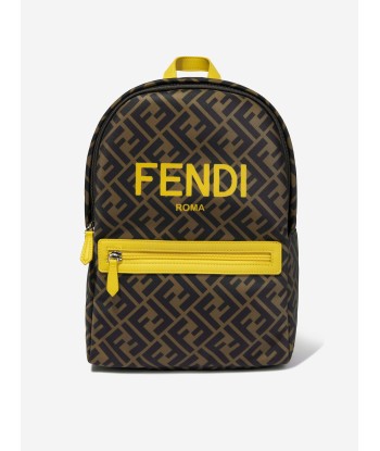 Fendi Kids FF Logo Backpack in Brown store