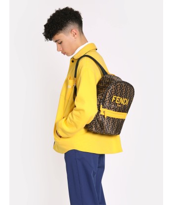 Fendi Kids FF Logo Backpack in Brown store