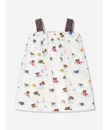 Fendi Baby Girls Bear Dress With Knickers in White Economisez 