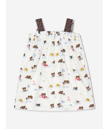 Fendi Baby Girls Bear Dress With Knickers in White Economisez 