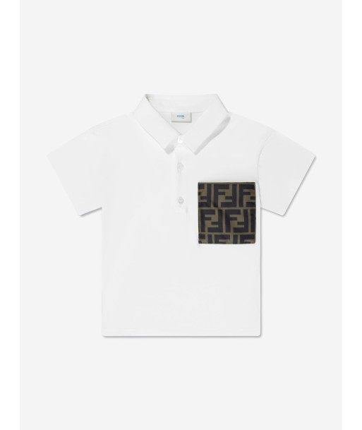 Fendi Baby Boys FF Logo Polo Shirt in White Venez découvrir notre 