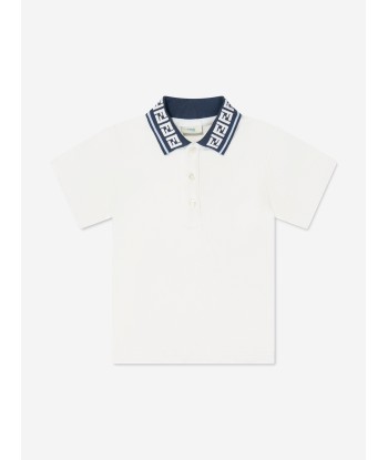 Fendi Baby Boys Pique Polo Shirt in White votre