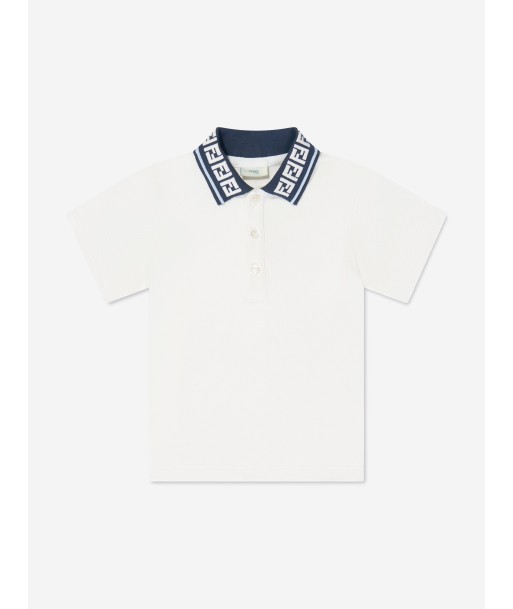 Fendi Baby Boys Pique Polo Shirt in White votre