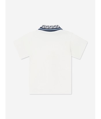 Fendi Baby Boys Pique Polo Shirt in White votre