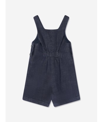 Fendi Baby Bear Denim Short Dungarees in Blue pas cher