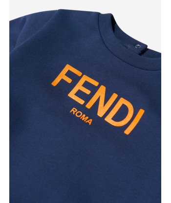 Fendi Baby Logo Sweatshirt in Navy meilleur choix