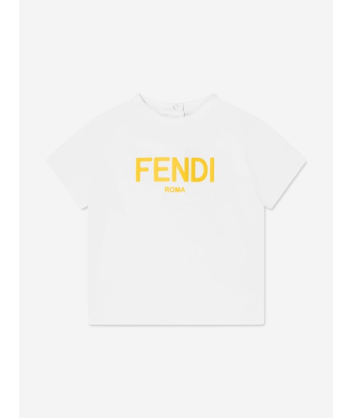 Fendi Baby Logo Print T-Shirt in White Paris Déstockage Promo