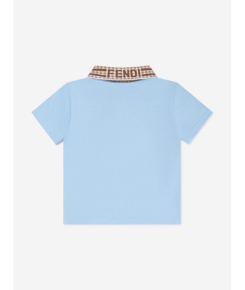 Fendi Baby Boys Pique Polo Shirt in Blue Véritable concentré