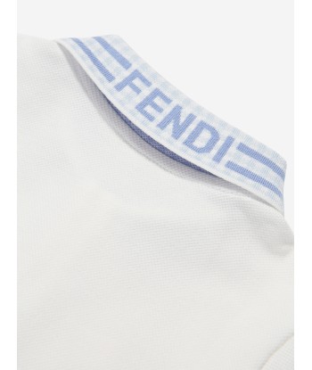 Fendi Baby Boys Pique Polo Shirt in White en stock