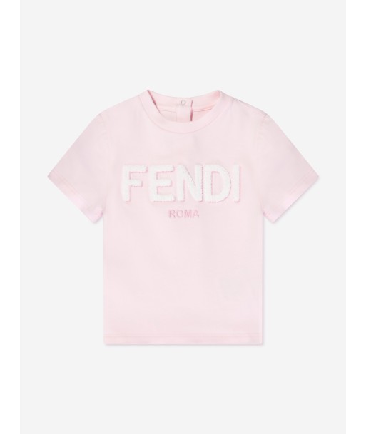 Fendi Baby Girls Logo T-Shirt in Pink chez Cornerstreet bien 