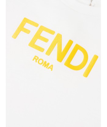 Fendi Baby Logo Print T-Shirt in White Paris Déstockage Promo