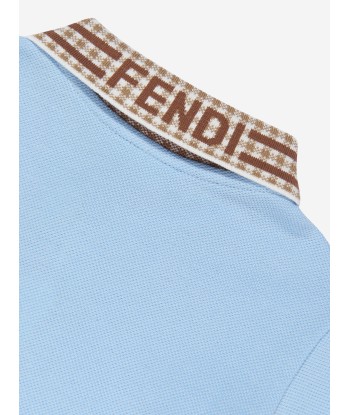 Fendi Baby Boys Pique Polo Shirt in Blue Véritable concentré