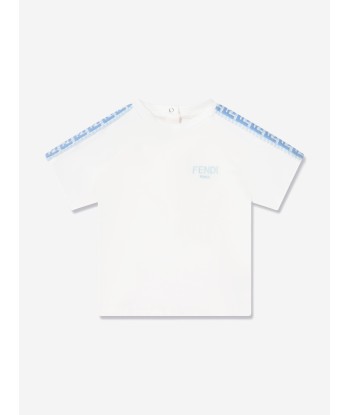 Fendi Baby Boys Logo T-Shirt in White pas cheres