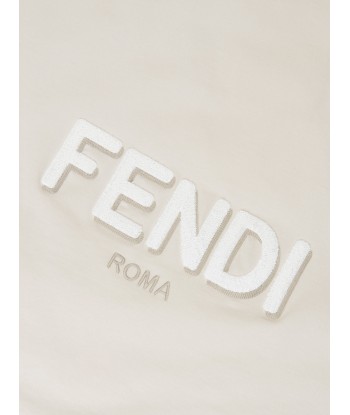 Fendi Baby Logo Jersey Blanket in Beige commande en ligne