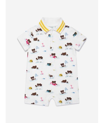 Fendi Baby Bear Beach Party Romper in White paiement sécurisé