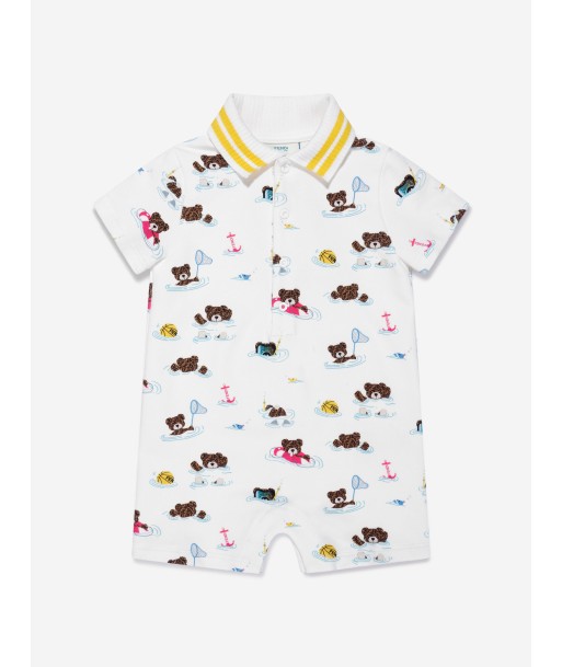 Fendi Baby Bear Beach Party Romper in White paiement sécurisé