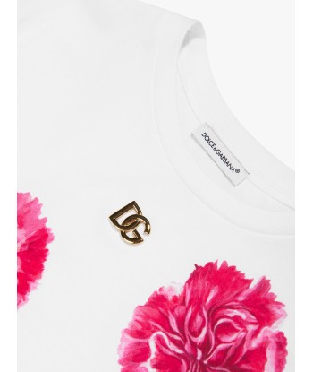 Dolce & Gabbana Girls Carnations T-Shirt in White Véritable concentré