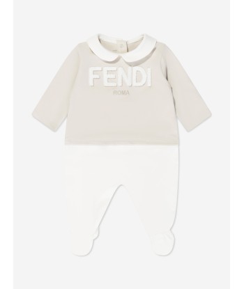 Fendi Baby Logo Babygrow Gift Set in Beige de votre