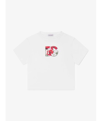 Dolce & Gabbana Girls Poppy Logo T-Shirt in White france