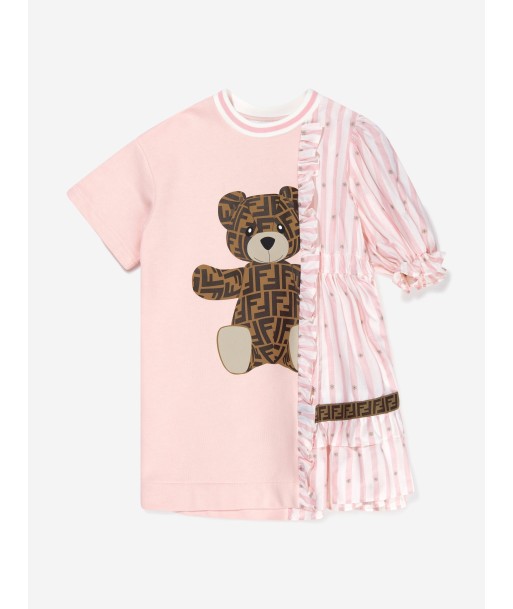 Fendi Girls Double Fabic Bear Dress in Pink est présent 