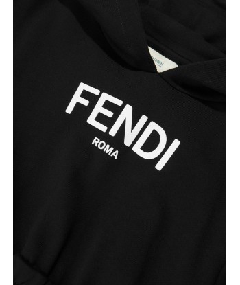 Fendi Girls Hooded Sweater Dress in Black soldes