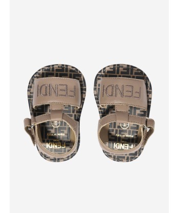 Fendi Baby Leather Logo Sandals in Beige Amélioration de cerveau avec