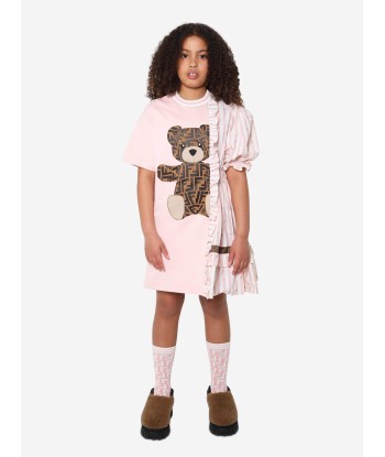 Fendi Girls Double Fabic Bear Dress in Pink est présent 