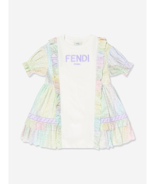 Fendi Girls FF Logo Metaverse Dress in White français