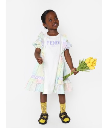 Fendi Girls FF Logo Metaverse Dress in White français