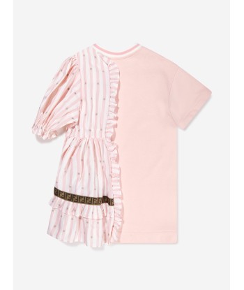 Fendi Girls Double Fabic Bear Dress in Pink est présent 