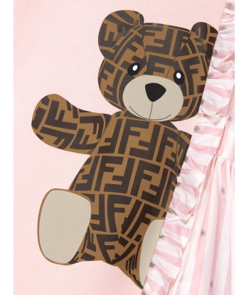 Fendi Girls Double Fabic Bear Dress in Pink est présent 