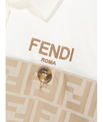 Fendi Girls Logo Shirt Dress in Beige Profitez des Offres !