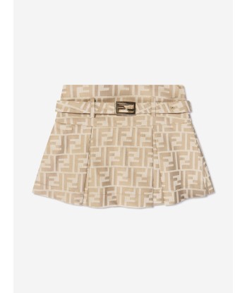 Fendi Girls FF Logo Buckle Skirt in Beige ouvre sa boutique