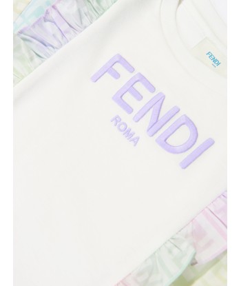 Fendi Girls FF Logo Metaverse Dress in White français