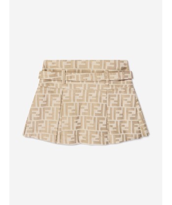 Fendi Girls FF Logo Buckle Skirt in Beige ouvre sa boutique