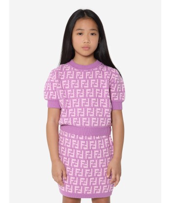 Fendi Girls FF Logo Knitted Top in Pink Comparez plus de prix