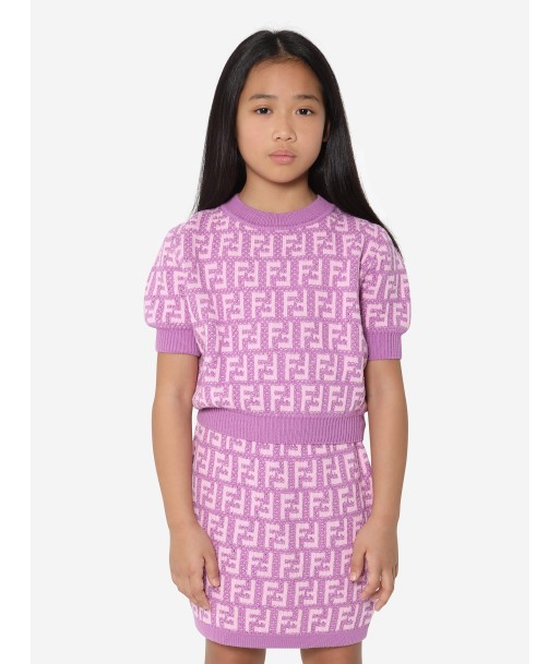 Fendi Girls FF Logo Knitted Top in Pink Comparez plus de prix