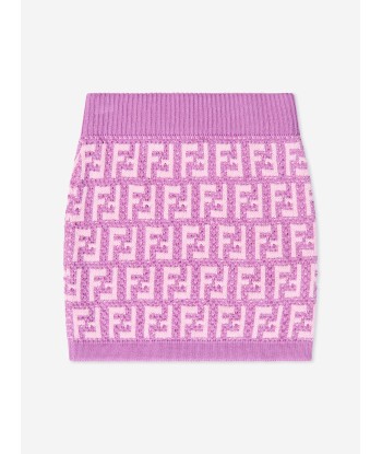 Fendi Girls FF Logo Knitted Skirt in Pink En savoir plus