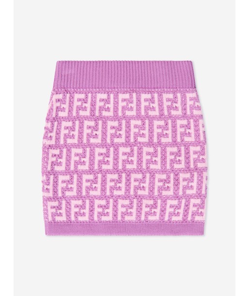 Fendi Girls FF Logo Knitted Skirt in Pink En savoir plus