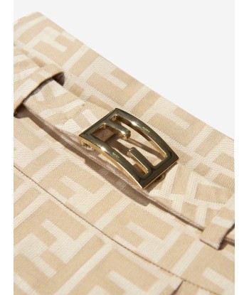 Fendi Girls FF Logo Buckle Skirt in Beige ouvre sa boutique