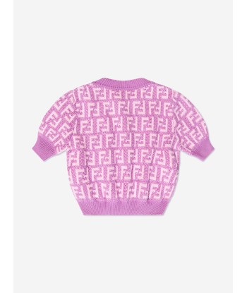 Fendi Girls FF Logo Knitted Top in Pink Comparez plus de prix