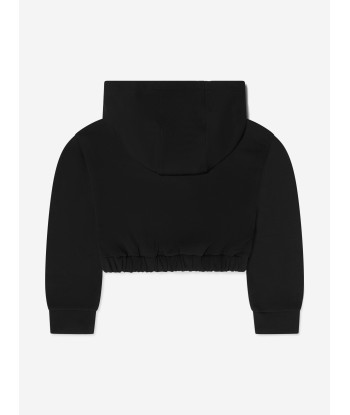 Fendi Girls Cropped Logo Hooded Sweatshirt in Black Les magasins à Paris et en Île-de-France