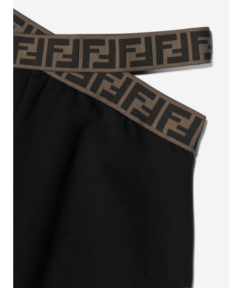 Fendi Girls Band Wide Leg Trousers in Black pas cher 