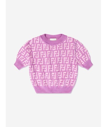 Fendi Girls FF Logo Knitted Top in Pink Comparez plus de prix