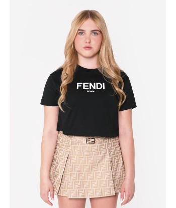 Fendi Girls Cropped Logo T-Shirt in Black 50-70% off 