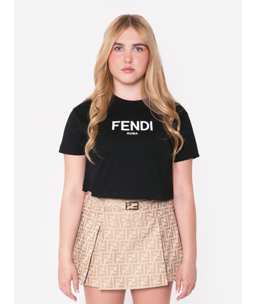 Fendi Girls Cropped Logo T-Shirt in Black 50-70% off 