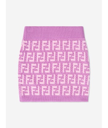 Fendi Girls FF Logo Knitted Skirt in Pink En savoir plus