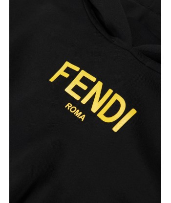 Fendi Girls Cropped Logo Hooded Sweatshirt in Black Les magasins à Paris et en Île-de-France