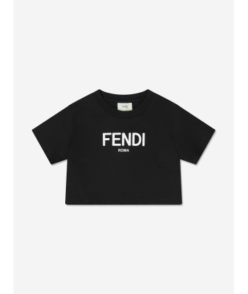 Fendi Girls Cropped Logo T-Shirt in Black 50-70% off 